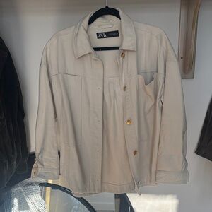 Zara Beige Button-Up Jacket